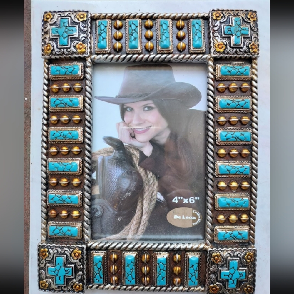 Turquoise and Gold Photo Frame - Picture 4 of 6